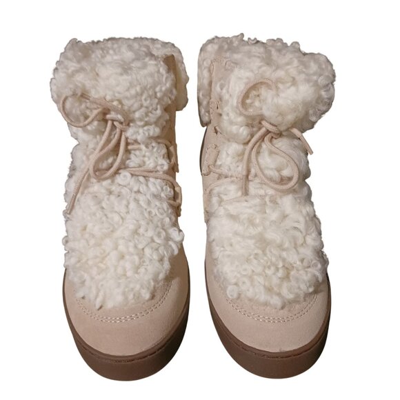 NEW Vionic Womens Splendid Oak Suede Sheep Fur Booties Sand/Cream Size 7.5 - Picture 6 of 13